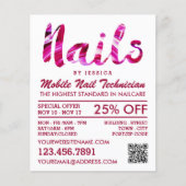 Trendy Modern Pink Nail Technicien, Nail Salon Flyer (Voorkant)