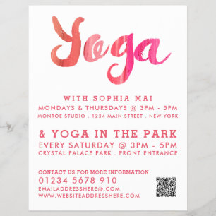 Trendy Modern Pink Yoga Class Adverteren Flyer