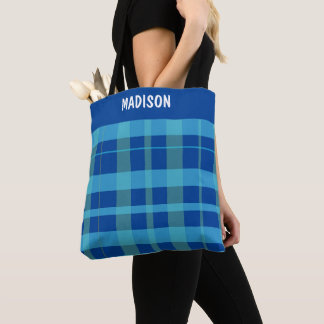 Trendy Modern plaid gepersonaliseerd Draagtas