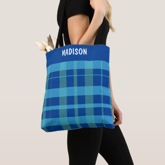 Trendy Modern plaid gepersonaliseerd Draagtas (Dichtbij)