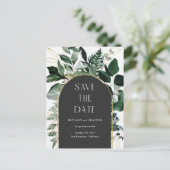 Trendy Modern QR code Greenery foliage save date Aankondigingskaart (Staand voorkant)