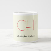 Trendy Modern Rood Monogram Beige Extra Grote Beker (Voorkant)