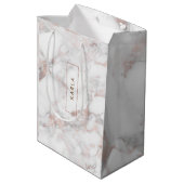 Trendy Modern Roos-gold Faux Marble Medium Cadeauzakje (Achterkant Gekanteld)