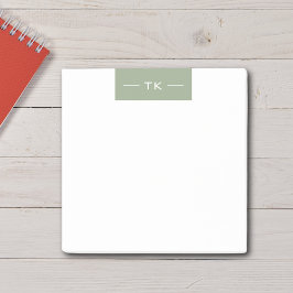Trendy Modern Sage Green Monogram initialen Post-it® Notes