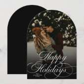 Trendy Modern Script & Arch 1 Photo Christmas Card Kaart (Voorkant / Achterkant)