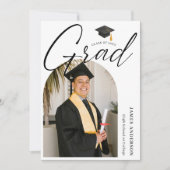 Trendy Modern Script Arch Photo Graduation Aankondiging (Voorkant)