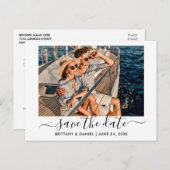 Trendy Modern Script Photo Save the Date Briefkaart (Voorkant / Achterkant)
