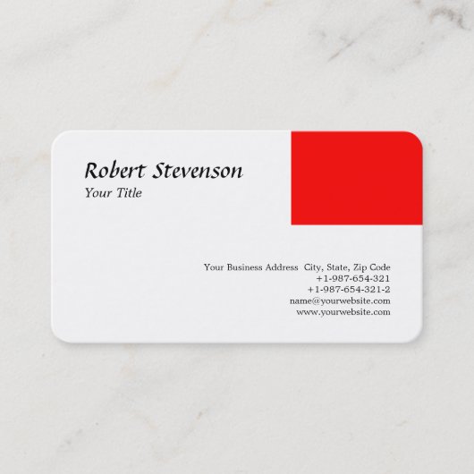 Trendy Modern Script Red & White-minimalistisch on Visitekaartje (Voorkant)