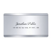 Trendy Modern Script Silver Sjabloon Shipping Cool Etiket (Voorkant)