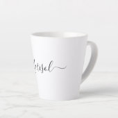 Trendy Modern Script Typografie Naam Latte Mok (Rechterhoek)