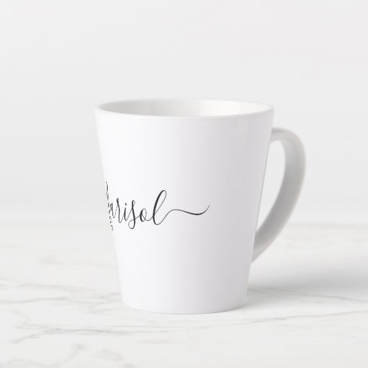 Trendy Modern Script Typografie Naam Latte Mok (Rechterhoek)