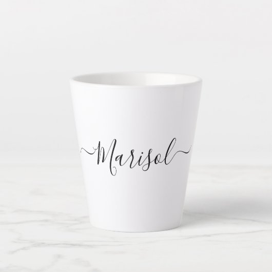 Trendy Modern Script Typografie Naam Latte Mok (Voorkant)