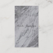 Trendy Modern Silver Glam Chic Marble Elegant Visitekaartje (Voorkant)