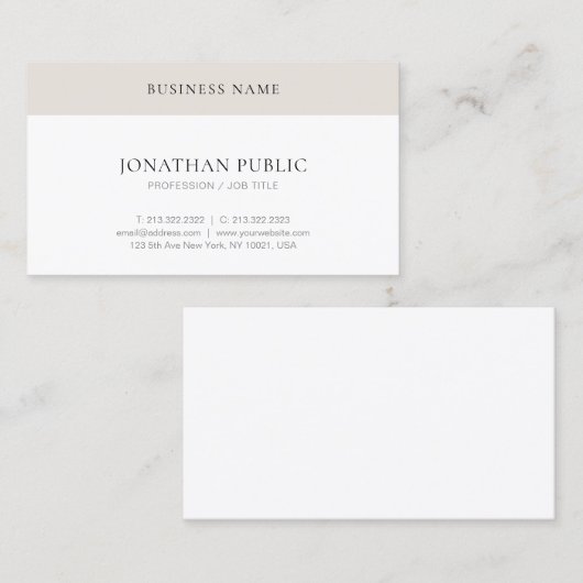 Trendy Modern Simple Elegant Professional Sjabloon Visitekaartje (Voorkant / Achterkant)
