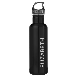 Trendy Modern Simple Personalized Name Black Grey Waterfles