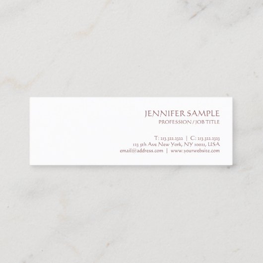 Trendy Modern Simple Professional Sjabloon Elegant Mini Visitekaartje (Achterkant)