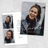 Trendy Modern Simple Script Three Photo Afstuderen Bedankkaart