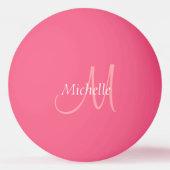 Trendy Modern Sjabloon Monogram Initiaal Roze Pingpongballen (Voorkant)