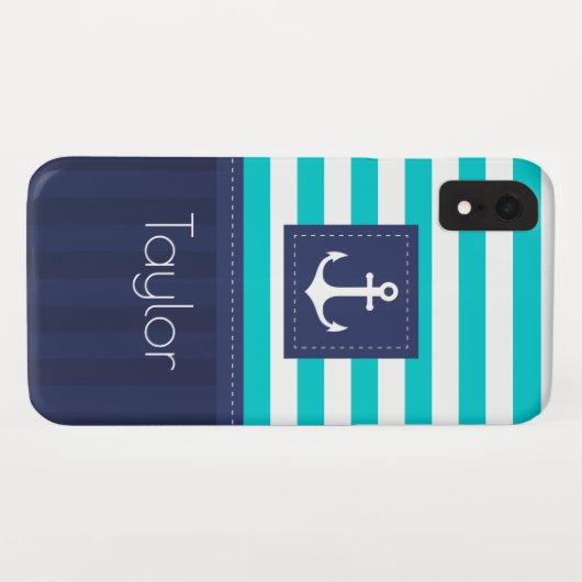 Trendy Modern Striped Nautical Design Custom Case-Mate iPhone Case (Achterkant (horizontaal))