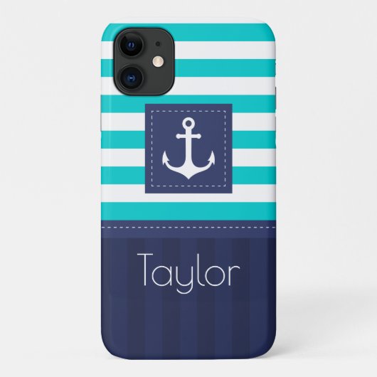 Trendy Modern Striped Nautical Design Custom Case-Mate iPhone Case (Achterkant)