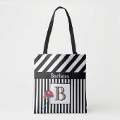 Trendy Modern Stripes Monogram Name Draagtas (Voorkant)