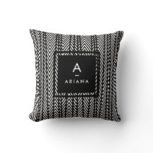 Trendy Modern Stripped Monogrammed Pillow