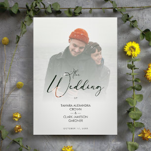 Trendy Modern Transparency Vellum Effect Wedding Kaart