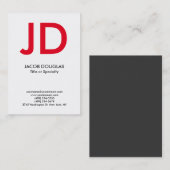 Trendy modern wit grijs vet monogram visitekaartje (Voorkant / Achterkant)