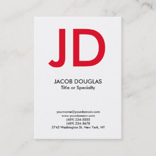Trendy modern wit grijs vet monogram visitekaartje