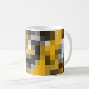 Trendy Modern Yellow Black Mosaic Pattern Koffiemok
