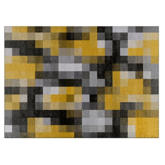 Trendy Modern Yellow Black Mosaic Pattern Snijplank (Voorkant)