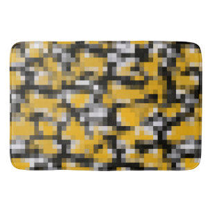 Trendy Modern Yellow White Mosaic Pattern Badmat