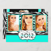 Trendy Modern Zebra Striped Afstuderen Invitation Kaart (Voorkant / Achterkant)