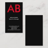 Trendy modern zwart monogram visitekaartje (Voorkant / Achterkant)