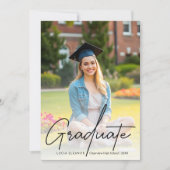 Trendy Modern Zwart Script Twee Foto Afstuderen Aankondiging (Voorkant)