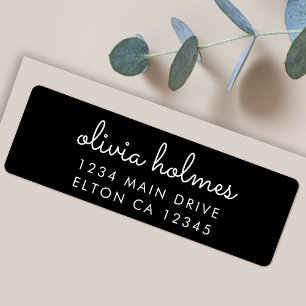 Trendy Modern Zwarte Script Retouradres Etiket