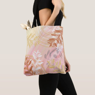 Trendy moderne abstracte bloemige botanische blad draagtas