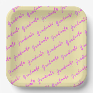 Trendy Moderne Afgestudeerde Roze en Gele Afstudee Papieren Bordje
