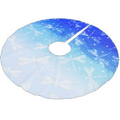Trendy moderne blauwe stippen en libellen kerstboom rok (Gekanteld)