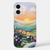 Trendy Moderne Bloemen Zonsondergang Gepersonalise Case-Mate iPhone Case (Achterkant)