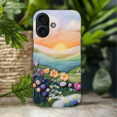 Trendy Moderne Bloemen Zonsondergang Gepersonalise Case-Mate iPhone Case