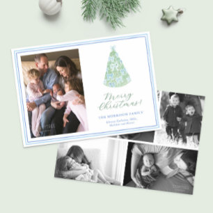 Trendy Moderne Bogen Kerstboom Fotocollage Feestdagenkaart