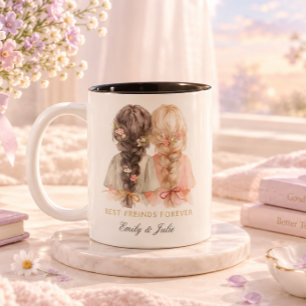 Trendy Moderne Chic Beste Vrienden BFF Aangepaste Tweekleurige Koffiemok