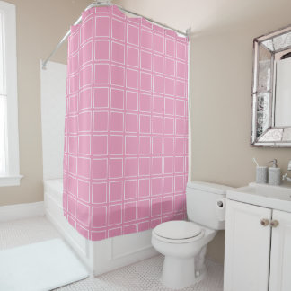 Trendy Moderne Chic Roze en Wit Douchegordijn