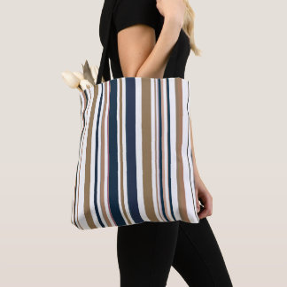 Trendy moderne donkerblauwe en gouden strepen draagtas