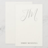 Trendy moderne eenvoudige handschrift monogram briefpapier (Voorkant / Achterkant)