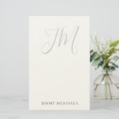 Trendy moderne eenvoudige handschrift monogram briefpapier (Staand voorkant)