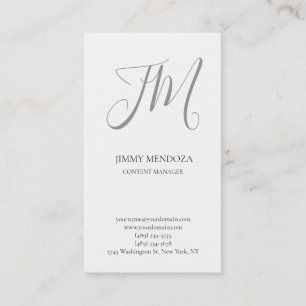 Trendy moderne eenvoudige handschrift monogram visitekaartje