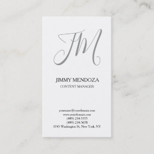 Trendy moderne eenvoudige handschrift monogram visitekaartje