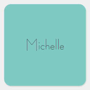 Trendy Moderne Elegante Eenvoudige Blauw Wit Vierkante Sticker